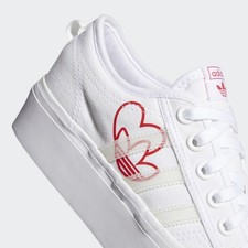 adidas Nizza Platform Trainers Womens Girls Originals Red Heart Trefoil White