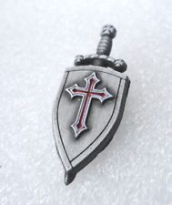 Pre-Owned Medieval Christian Shield Cross Pin Badge Knight Castle used 