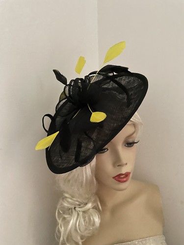 Fascinator black yellow - fascinator,