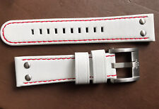 Genuine TW Steel White Leather Watch Strap & Buckle 22mm CEB102 Red Stitching