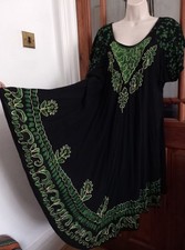 vtg Look embroidered Indian Bias Cut Lagenlook Tent Dress Free Size Boho