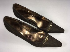 Etienne Aigner Posey Heels Fabric Geo Pattern Pointed Toe Sz 8M Classic Mob Wife