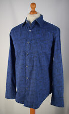 Men's Blue Patterned Robert Graham Long Sleeved Shirt Size L, Large.