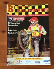 2011 BIRMINGHAM v LAKESIDE HAMMERS 14th APRIL    ( GOOD CONDITION ) 