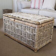 Wicker Trunk Storage Chest Grey & Buff Rattan