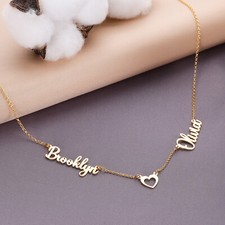 Name Necklace silver Personalised Arabic Gift for Her Double name Christmas gift