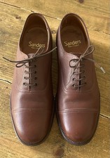 SANDERS S&S Vintage Shoes Hand Made in England Leather Brown Mens UK 8 M Fit