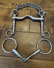 5” S/S Weymouth & Loose Ring Bradoon Double Bridle Bits With Curb Chains
