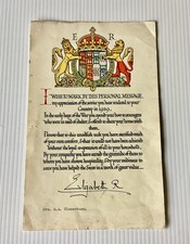 Original WWII Letter of Thanks from The Queen for homing Evacuees in 1939