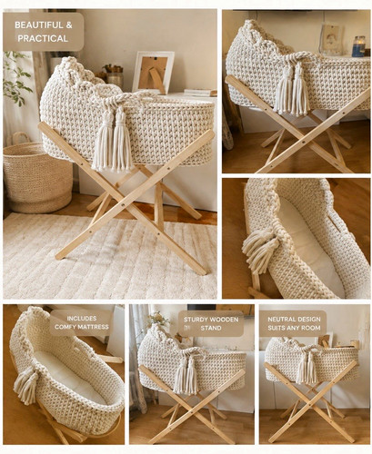 Woven oval moses basket with - oval,