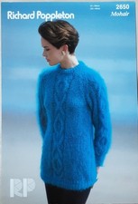 Orig Richard Poppleton Mohair Ladys Sweater 32"-40" Knitting Pattern 2650