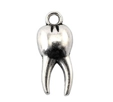 ❤ 20 x Silver Tone TOOTH TEETH Charm Pendant 20mm Jewellery Making UK Stock ❤