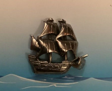 Galleon Ship Silver Pewter Pin