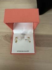 Gold plated sterling silver demi chunky hoop stud earrings