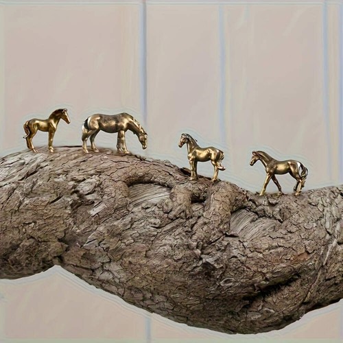 4pcs bronze mini horse - bronze,