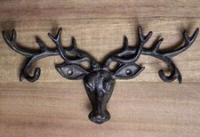 Cast Iron 6 Hooks Stag Head