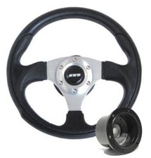 340mm Black Leather Steering Wheel + Boss fits Vauxhall Vectra A 2.0i GT 88-95