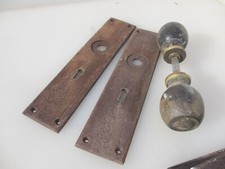 Antique Wooden Door Knobs Handles Pulls Plates OId Brass Wood Victorian