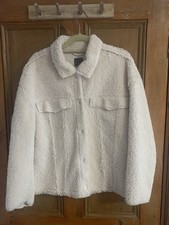 Primark Size Medium (12/14) Cream Furry Fleece Jacket