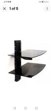 Jaco Wall Mounted Black Tempered Glass Floating Shelf DVD Console DVR 2 Tiers