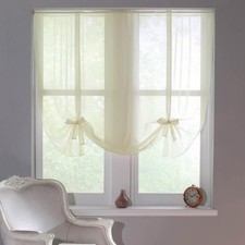 Voile Tie Blinds Net Curtain Slot Top Sheer Panel 57" & 87" W 54" Drop 21 Colour