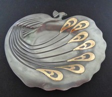PEWTER PEACOCK DISH - ART NOUVEAU - possibly COMBINE POSTAGE COST