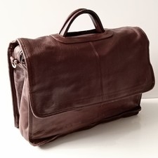 ? Vintage Soft Real Leather Rustic Mens Briefcase Hand Bag Brown 36/25/14 Cm