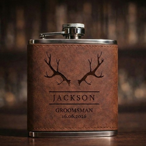 Personalized brown leather hip - personalized,