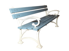 Garden Park bench with armrest - blue and white HEAVY SOLID 160cm 