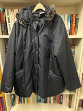 Anne De Lancay Ladies Coat Lightweight Navy Slightly Padded With Hood