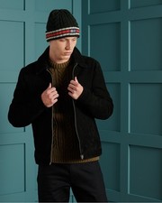 Black Leather Bomber Jacket Men Zip Front Vintage Style Premium Genuine Coat