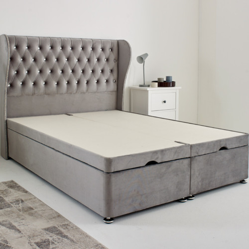 Winged divan bed - winged, plush