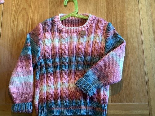 Hand knitted cable fronted - ,