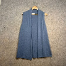 Brora Cardigan Womens Size UK 8-10 Blue 100% Cashmere Sweater Open Vest Cozy