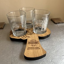 3 x Westons Cider Taster Glass 1/3pt With Wood Paddle Man Cave Home Shed Pub
