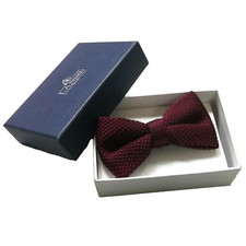 Bow Tie Bowtie Burgundy Wine Knitted by Lloyd Attree & Smith with Gift Box New