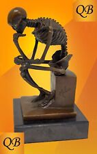 SKELETON THINKER BRONZE FIGURINE STEAM PUNK SCULPTURE SKULL STATUE RODIN FIGURE