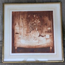Mid-century Signed Woodblock