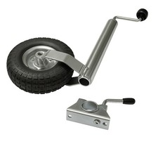 Heavy Duty Jockey Wheel & Clamp 48MM (Metal Rim Wind Up Handle Trailer Caravan)