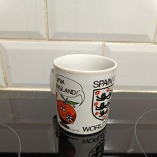 Spain 82 World Cup Mug Viva England White Ceramic Football Mug Vtg 80s