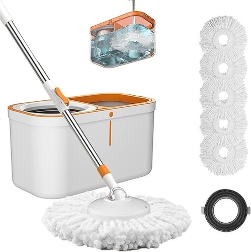 Floor spin mop and - floor, bucket