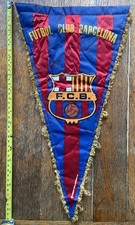Undated vintage FC BARCELONA Football Pennant. 44cm x 24cm. Some wear/tear.