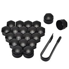 21mm Black Nut Caps + 4x Locking Wheel Nut Covers + Removal Tool VW Audi BMW