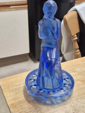 Stunning Vintage Sowerby Frosted Pressed Glass Art Deco Seated Lady Sculpture