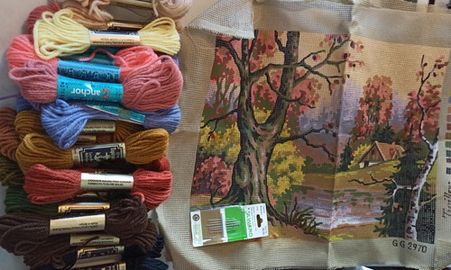 Vintage tapestry needlepoint - vintage,