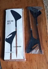 HELGE BENZIN, STYLISH & VINTAGE, DANISH, TEAKWOOD & STAINLESS STEEL, SALAD SET.