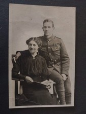 Real Photo Postcard,  Portrait With Soldier In Military Uniform, Social History