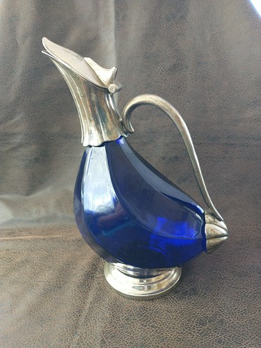 Blue cobalt silver plate duck - cobalt,
