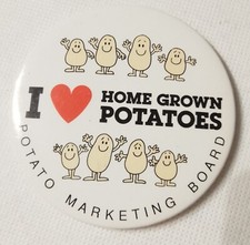 POTATO MARKETING BOARD Large 3" Vintage BADGE Home Grown Potatoes