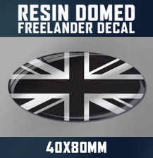 Black and Silver Union Jack Flag, Resin Gel Domed Oval Self Adhesive Grill Badge